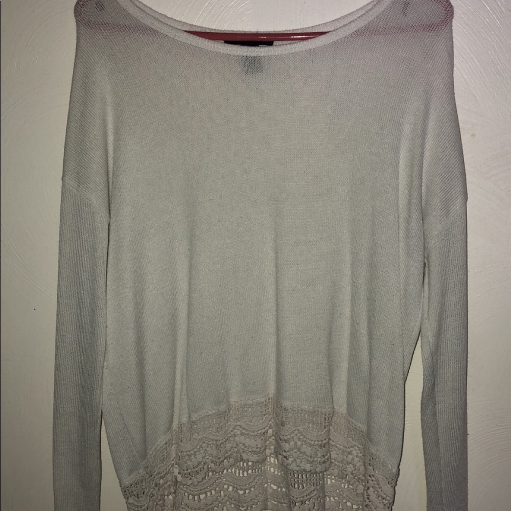 White Lace Bottom Sweater